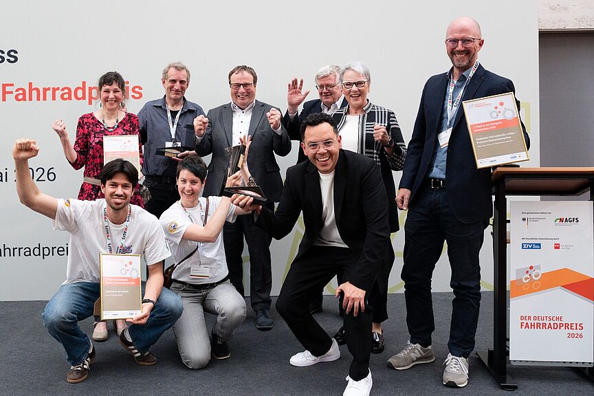 Deutscher Fahrradpreis 2026 Das Bild zeigt die Gewinner des Deutschen Fahrradpreises 2026.